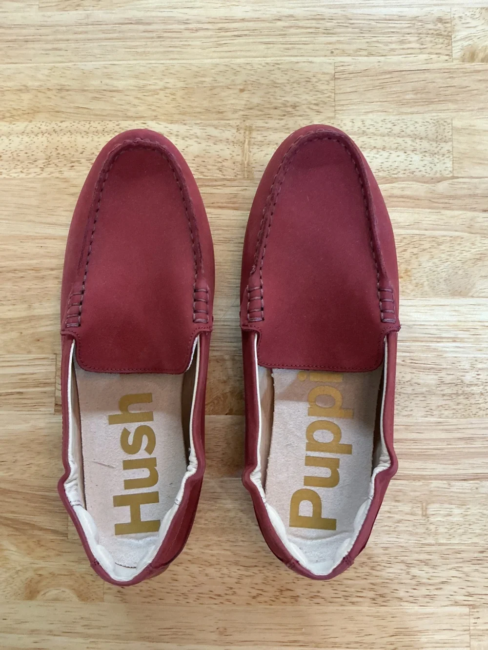Hush Puppies Burgundy Nubuck Leather Driving Loafers Women’s Size 8 Comfort Shoe